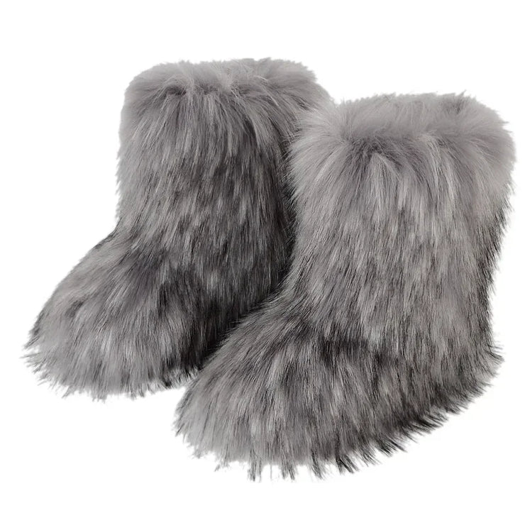 Women's Winter Snow Boots - Outdoor Luxury with Faux Fox Fur, Plush Warmth, and Fashionable Platform Design