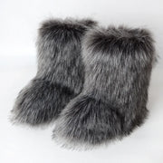 Women's Winter Snow Boots - Outdoor Luxury with Faux Fox Fur, Plush Warmth, and Fashionable Platform Design