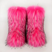 Women's Winter Snow Boots - Outdoor Luxury with Faux Fox Fur, Plush Warmth, and Fashionable Platform Design