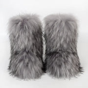 Women's Winter Snow Boots - Outdoor Luxury with Faux Fox Fur, Plush Warmth, and Fashionable Platform Design