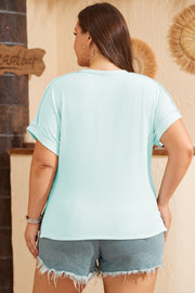 Iceland Blue Plus Size Textured Henley T Shirt