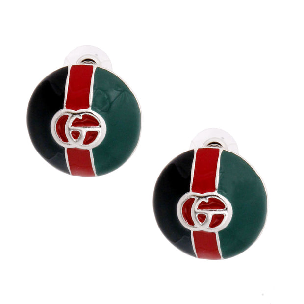 Dome Red and Green Desinger Silver Studs