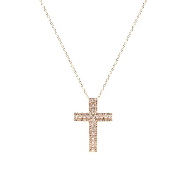 CZ Framed Cross Gold Necklace