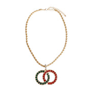 Rope Chain Royal Necklace - Red and Green