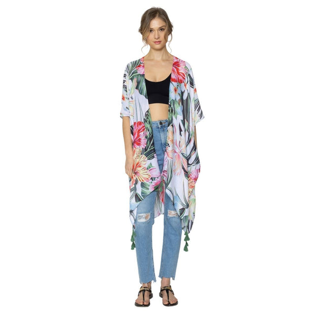 Tropical Green Tassel Kimono