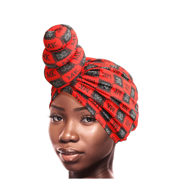 Red MK Tall Twist Knot Turban