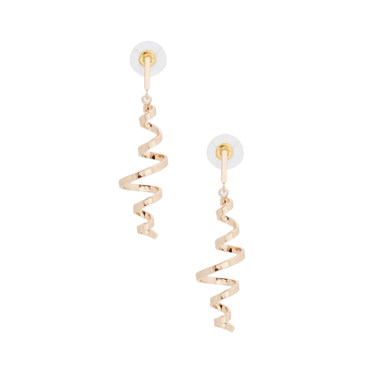 Gold Metal Spiral Curl Earrings