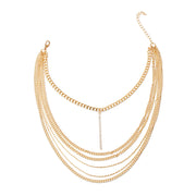 Multi Layer Gold Chain Bar Choker