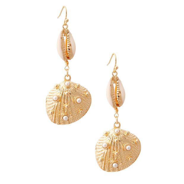 Cowrie Shell Drop Earrings