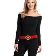 Ruby Red Radiance: Rhinestone V Belt