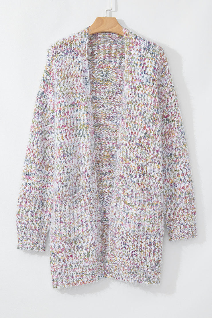 Yellow Multicolor Confetti Open Front Knit Cardigan