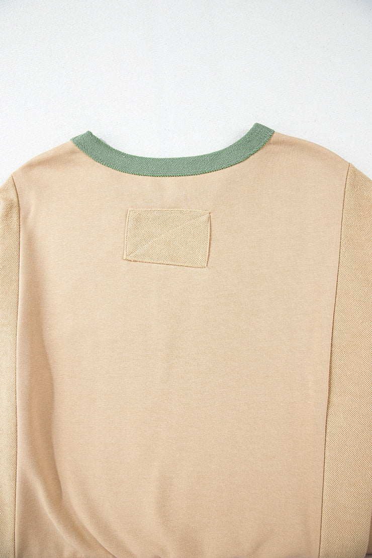 Parchment Star Patchwork Exposed Seam Oversized Sweatshirt