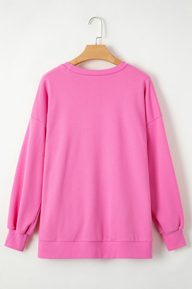 Bonbon Solid O Neck High Low Hem Pullover Sweatshirt