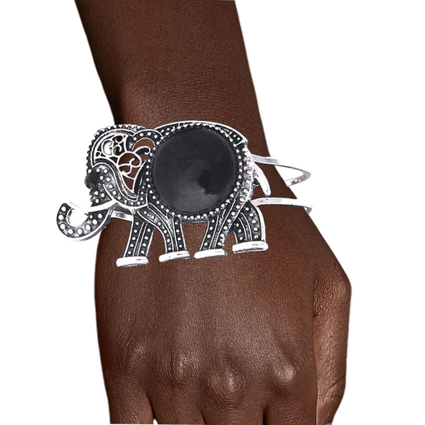 Black Elephant Hinge Bracelet