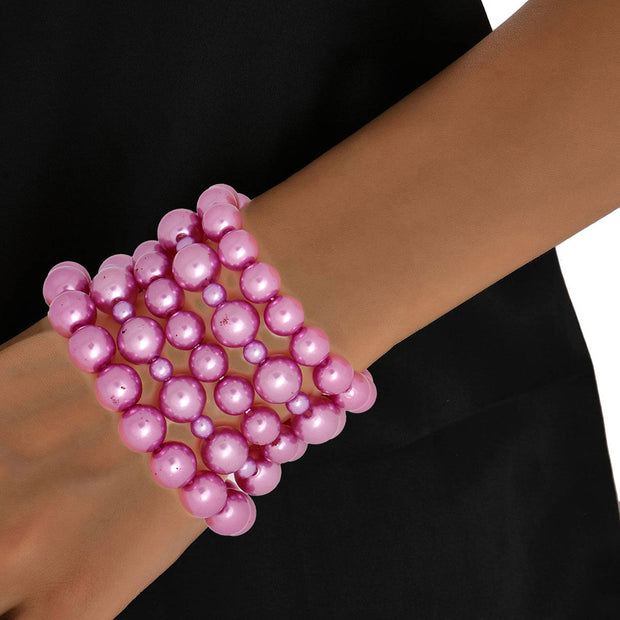 Purple Pearl Bracelets 5 Pcs