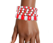 Red White Stretch Tennis Bracelets