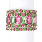 Pink Green Stretch Tennis Bracelets