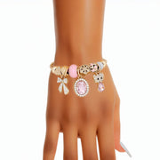 Cable Bangle Pink Kitty Gold Bracelet for Women