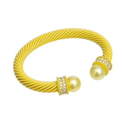 Bracelet Yellow Thick Cable Classic Pearl Bangle