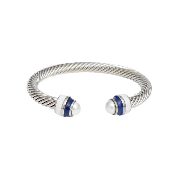 ZPB Sorority Blue White Pearl Cable Classic Bangle