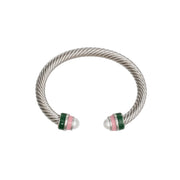 AKA Sorority Pink Green Pearl Cable Classic Bangle