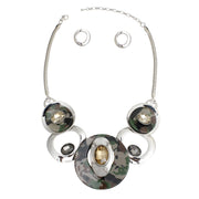 Necklace Silver Camo Circular Bib for Women