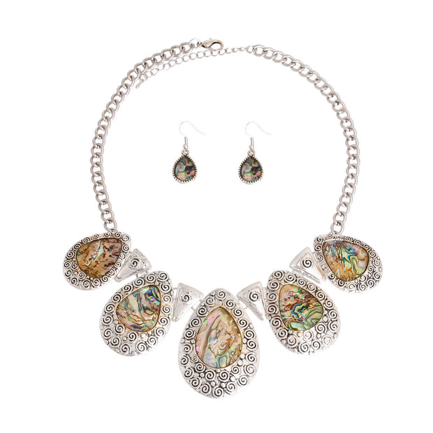 Abalone Teardrop Collar Necklace