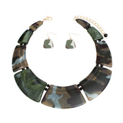 Necklace Marbled Camo Plate Collar for Women