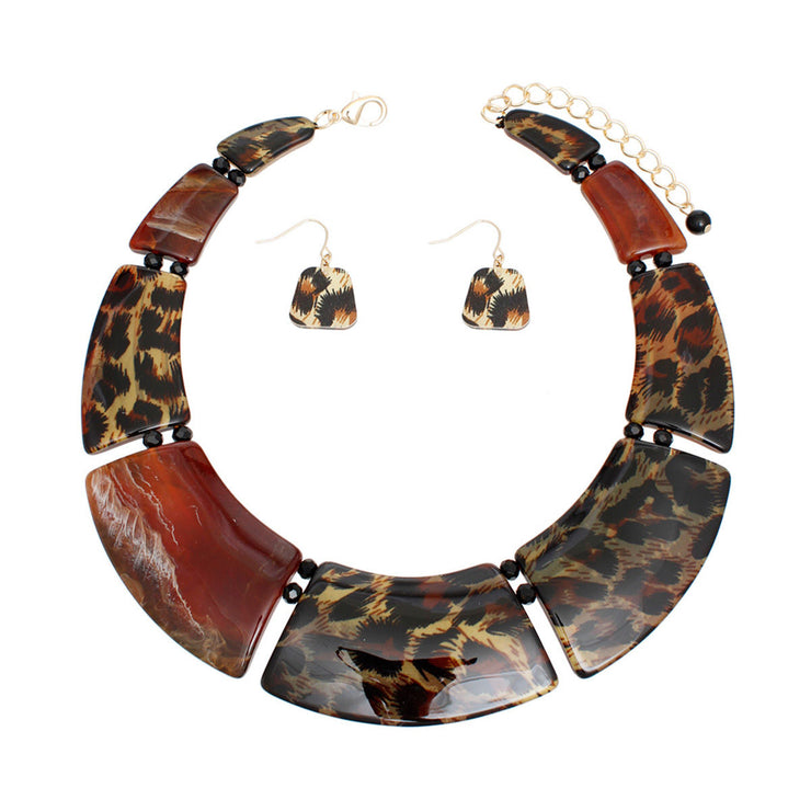 Necklace Marbled Leopard Plate Collar for Women