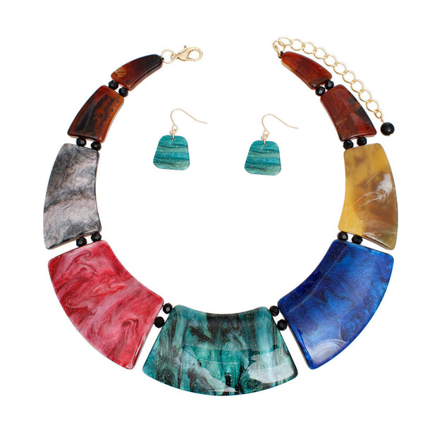 Necklace Marbled Multicolor Glitter Collar Women