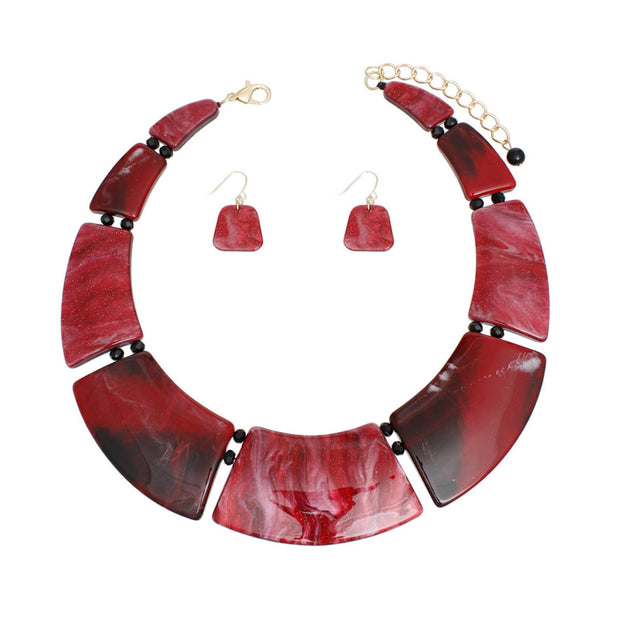 Necklace Marbled Red Glitter Collar for Women