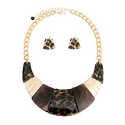 Necklace Marbled Leopard Bib and Chain for Women