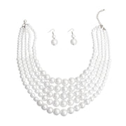 White Pearl Graduated 5 Strand Set