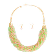 Necklace Pink Green Mixed 34 Strand Set for Women