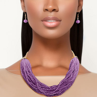 34 Strand Purple Bead Necklace