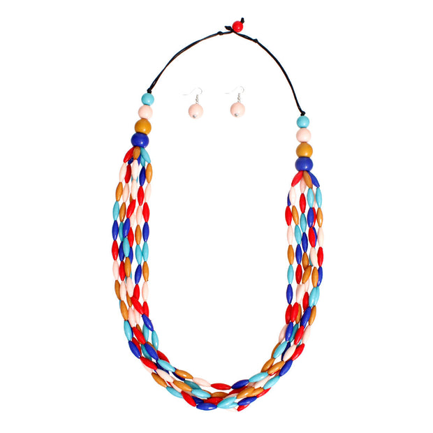 Long Multi Color Toggle Necklace