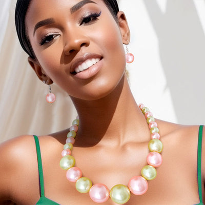 Pink and Green Graduated Bubble Gum Pearls