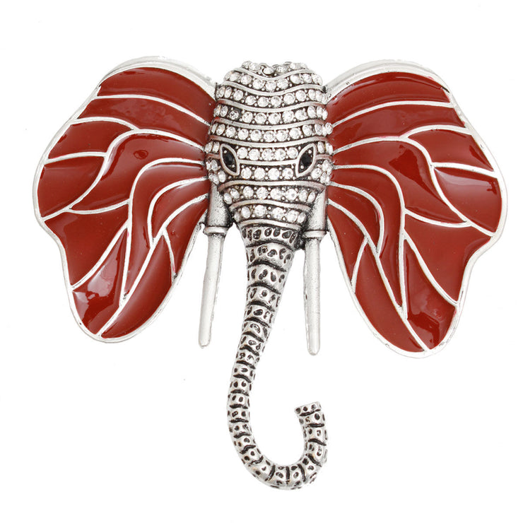 Brooch DST Elephant Head Clear Stone Pin for Women