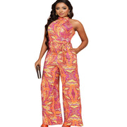 1XL Orange Paisley Jumpsuit