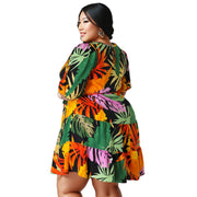 1XL Tropical Print Apron Dress