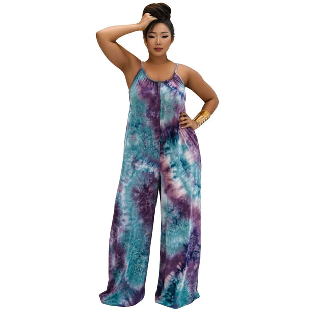 1XL Purple Tie Dye Jumpsuit