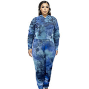 2XL Blue Tie Dye Hoodie Set