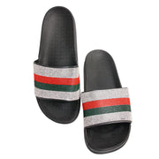 Red and Green Size 12 Designer Black Slides