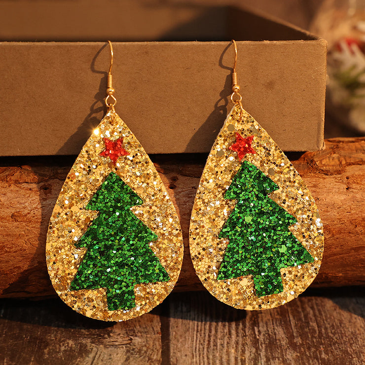 PU Leather Christmas Tree Earrings