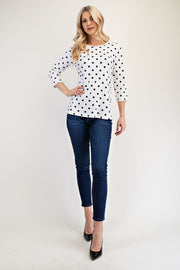 Celeste Full Size Polka Dot Round Neck Three-Quarter Sleeve T-Shirt