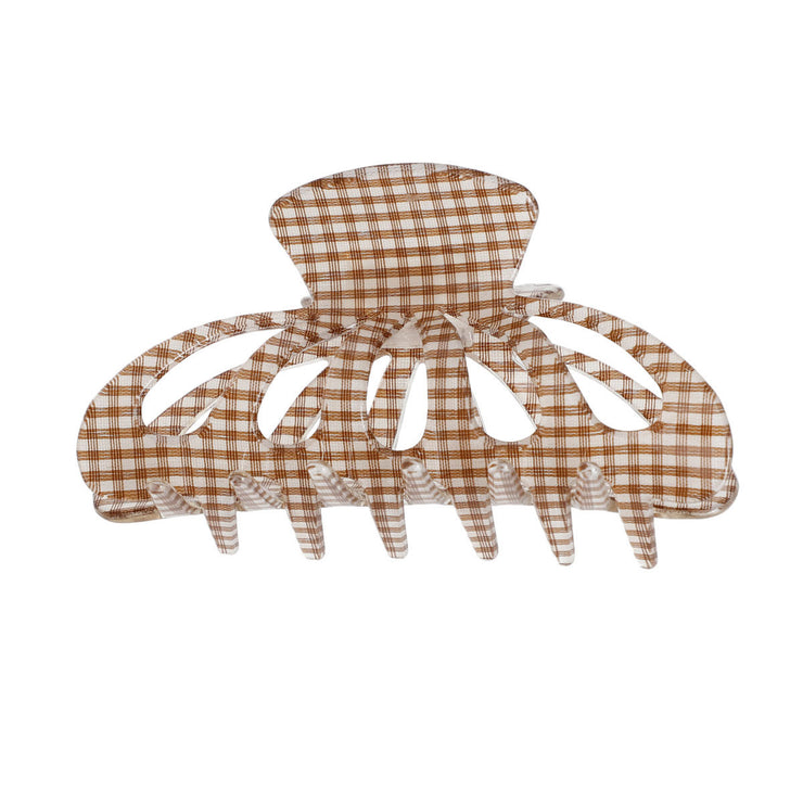 Brown Gingham Big Hair Claw Clip