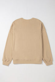 Apricot Solid Crew Neck Drop Shoulder Plus Size Sweatshirt