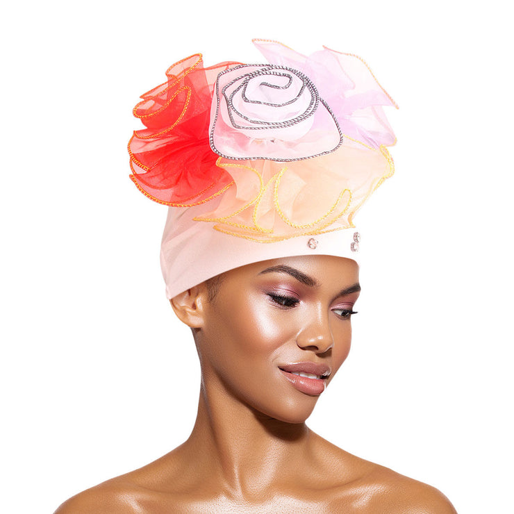 White Pleated Ruffle Rhinestone Turban