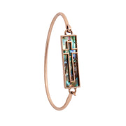 Abalone Cross Burnished Gold Bangle