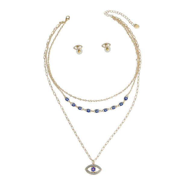 Blue Evil Eye Gold Chain Necklace